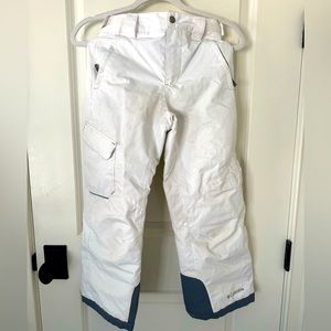 Columbia Girls Small White Ski Pants, adjustable waist & legs